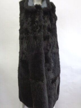 MINT CHARCOAL GRAY OPOSSUM FUR LONG VEST WOMEN WOMAN SIZE 4-6 SMALL